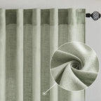 MIULEE Sage Linen Curtains 52x72 Inch Long - Image 2