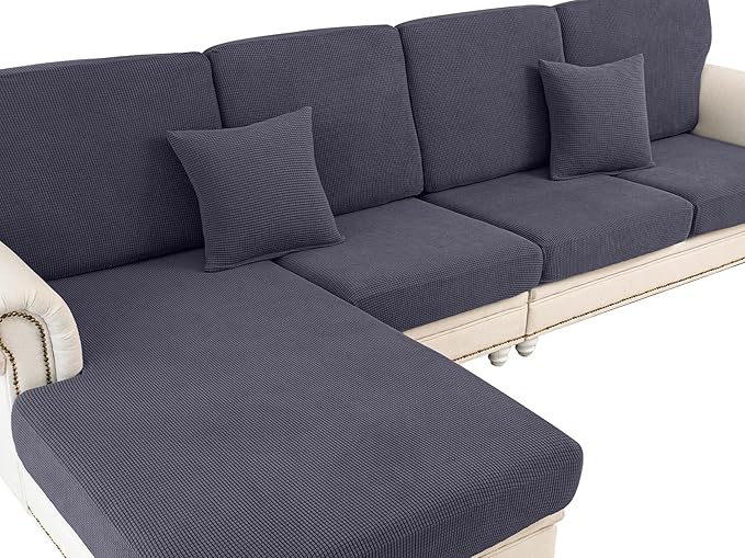 LA MEACK Chaise Couch Cushion Cover Washable Separate Seat Stretch Sectional by LA+MEACK