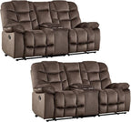 HAOMARKETS Manual Reclining Loveseat Sofa Set of 2 - Image 8