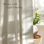 NICETOWN Bone White Linen Sheer Bedroom Curtains, Grommet Thick Flax Semi Sheer - Image 3