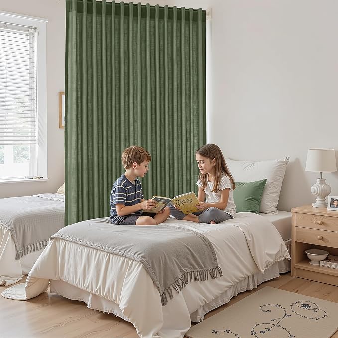 Extra Wide Linen Curtains for Living Room 108 Inch Length for Room Divider - Image 8
