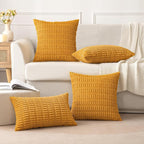 MIULEE Corduroy Decorative Throw Pillow Covers 20x20 Gold Yellow Pack of 2 | - Image 3