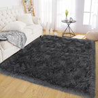 Latepis Dark Grey Faux Fur 4'x5'10" Area Rug, Soft Plush Faux Fur Sheepskin Rugs by Latepis