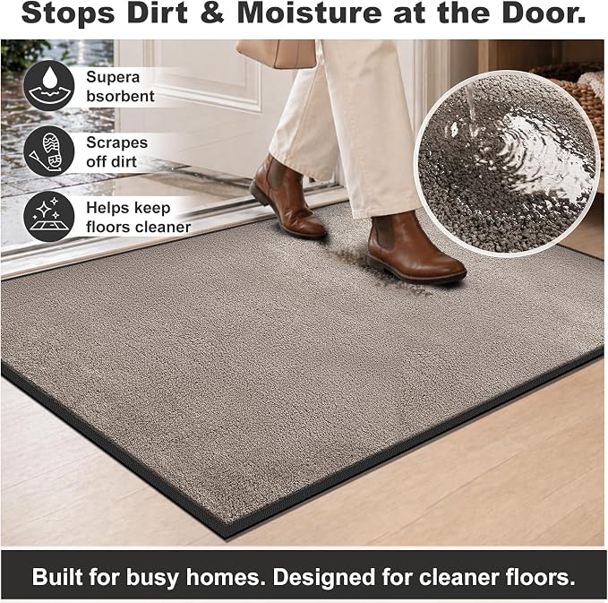 Super Absorbent Front Door Mat, 29.5" x 17", Non-Slip Washable Indoor Doormats - Image 4