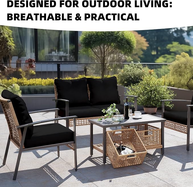 12Pcs Outdoor Cushion Covers, Elastic Patio Cushion Covers | Washable, - Image 4