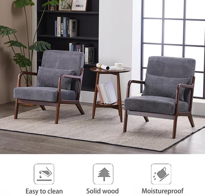 Mid-Century Modern Accent Chair & Coffee Table Set, Vintage Luxury 2-Piece - Image 7