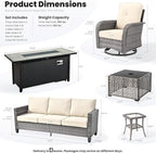 ovios 9 Pieces Patio Furniture Set, Outdoor Wicker Sofa Couch - Image 8