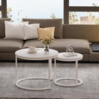 Garden 4 you Nesting Coffee Table, 23.6" Round Coffee Table Set of 2, Wooden - Image 3