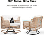 4-Piece Outdoor Wicker Sectional Sofa Set, All Weather Patio Conversation Set - Image 5