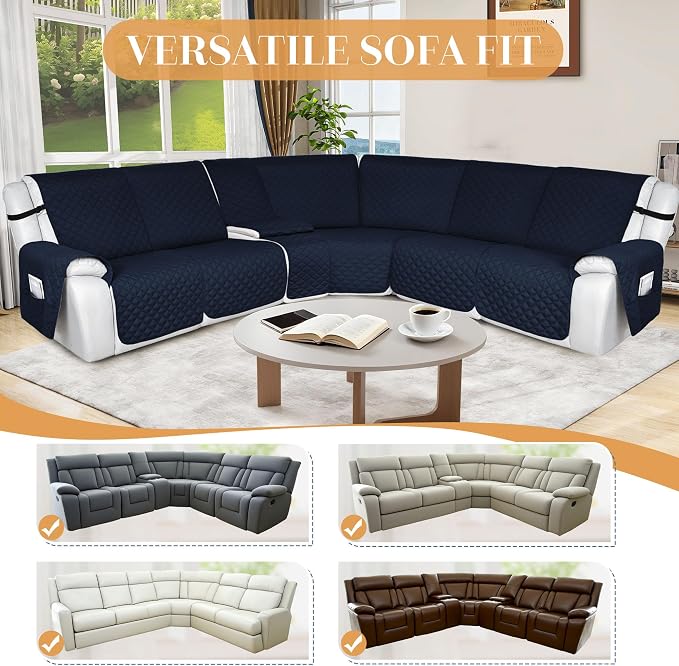 HDCAXKJ 100% Waterproof Reclining Sectional Couch Covers L Shape Recliner Sofa - Image 6