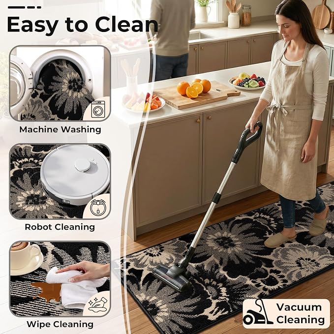 Findosom Hallway Runner Rug 2x12, Non Slip High-Low Textured Floral Washable - Image 6