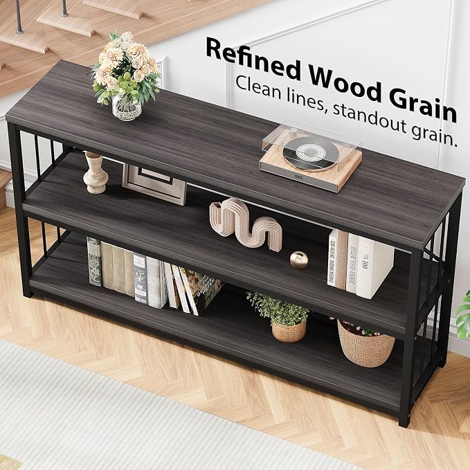 LVB Industrial Console Table, Metal and Wood Sofa Table, Rustic Entryway Table - Image 6