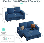 LINSY HOME Loveseat Sofa with Pull Out Couch Chaise: 2-in-1 Convertible 2 - Image 2