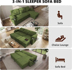 KCGKCG 93" L Shaped Sleeper Sofa Bed, Pull Out Couch Bed - Image 4