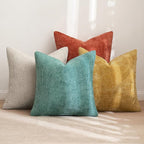 MIULEE Decorative Chenille Fall Pillow Covers Orange Teal 20x20 Pack of 4 | - Image 4