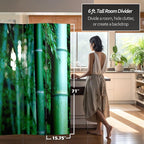 Red Lantern 6 ft. Tall Double Sided Bamboo Tree Canvas Room Divider 4 Panel 4 - Image 5