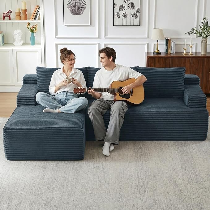 96" Cloud Sectional Couch with L-Shape Chaise, Modular Comfy Sofa Chaise Longue - Image 6