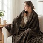 Exclusivo Mezcla Soft Waffle Fleece Bed Blanket Twin Size, Coffee | Lightweight - Image 2