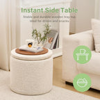 Wimarsbon Pouf Ottoman, 100% Cotton Knitted Boho Footstool, Round Footrest - Image 4