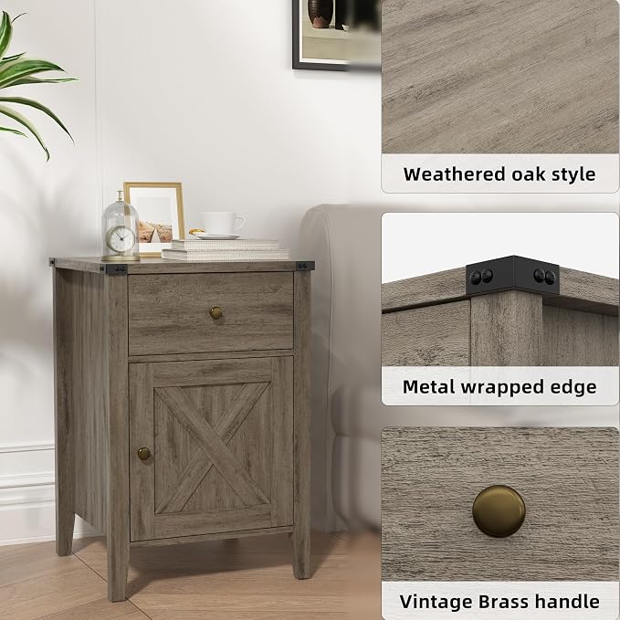 Betterhood Barnwood Rustic Farmhouse Nightstand, Side Table - Image 8