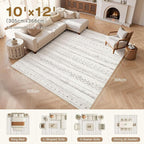 cotiled Boho 10x12 Area Rug for Living Room: Large Moroccan Washable Rug | - Image 9