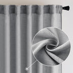 MIULEE Grey Linen Curtains 52x108 Inches Long - Image 2