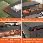 Aheaplus Coffee Table Lift Top Multi-Function Coffee Table Converts to Dining - Image 6