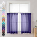 Purple Kitchen Sheer Curtains 36 inches Long, Short Kitchen Window Treatment by OVZME