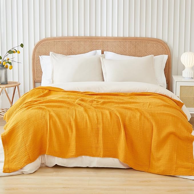 EMME Muslin Blankets for Adults Throw Blanket for Couch Breathable Gauze Soft - Image 5