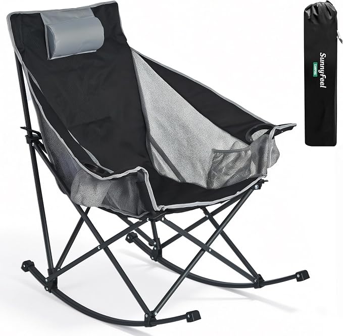 SUNNYFEEL Oversized Rocking Camping Chair, Fully Padded Patio Chair by SunnyFeelCamping