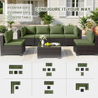 LEVELEVE 7 Pieces Outdoor Patio Furniture Sets, Rattan Conversation Sectional - Image 3