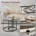 Garden 4 you Nesting Coffee Table, 23.6" Round Coffee Table Set of 2, Glass - Image 6