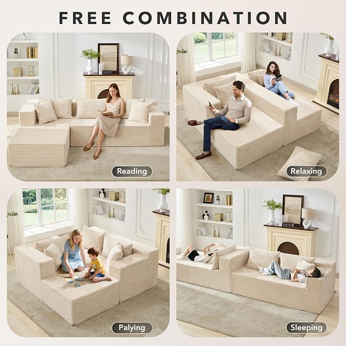 Hetoy Oversized L Shape Modular Sofa, Soft Modular Sectional Couch - Image 4