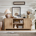 Joaxswe Farmhouse 55" Entertainment Center, Natural Oak Tv Stand - Image 4