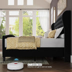 BRELTAM Upholstered Queen Size Bed Frame Velvet Black Tufted Platform Bed Frame - Image 7