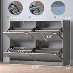 BORNOON Shoe Cabinet with 4 Flip Drawers, Narrow Hidden Shoe Storage Cabinet - Image 2
