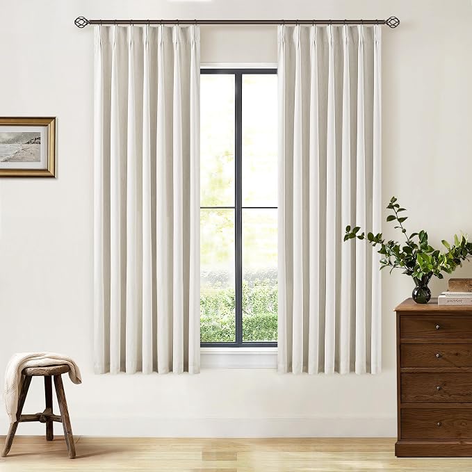 Natural 100% Blackout Pinch Pleated Linen Curtains 63 Inch Long - Image 8