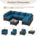 LOUVIXA 7 Piece Outdoor Patio Furniture Set, Outdoor Sectional Sofa, Wicker - Image 2