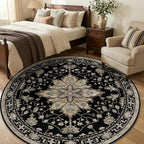 RELEANY Washable Area Rug, Round 6ft, Water Repellent, Pet Friendly, Vintage - Image 3