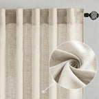 MIULEE Cream Linen Curtains 52x108 Inches Long - Image 2