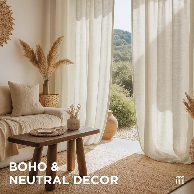 Joydeco Linen Curtains 72 inch Length 2 Panel Set, Light Filtering Curtain - Image 7