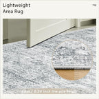 Soalmost 5x5 Grey Round Rug 6ft Circle Living Room Area Rugs Non-Slip | - Image 6