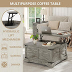 Furnideco Farmhouse Lift Top Coffee Table, Square Wood Center Table - Image 7