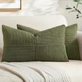 MIULEE Olive Green Decorative Lumbar Throw Pillow Covers 12x20 Inch 2 Pack | by MIULEE