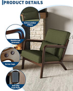 Garvee Mid-Century Modern Accent Chair, Fine Wale Corduroy Upholstery, Solid - Image 4