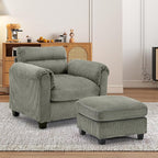 HAOMARKETS Corduroy 2-Piece Sofa Set, Upholstered Ottoman and Accent Chair Sofa - Image 6