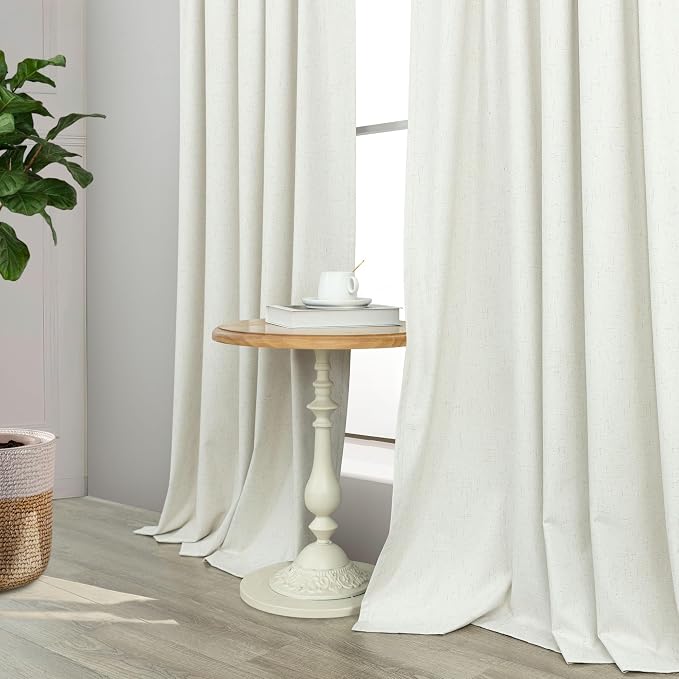 Pitalk Short Linen Textured Blackout Curtains - Image 8