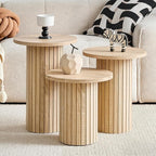 Round Nesting Coffee Table Set of 3 Mid Century Modern Wood Round Coffee Tables - Image 7