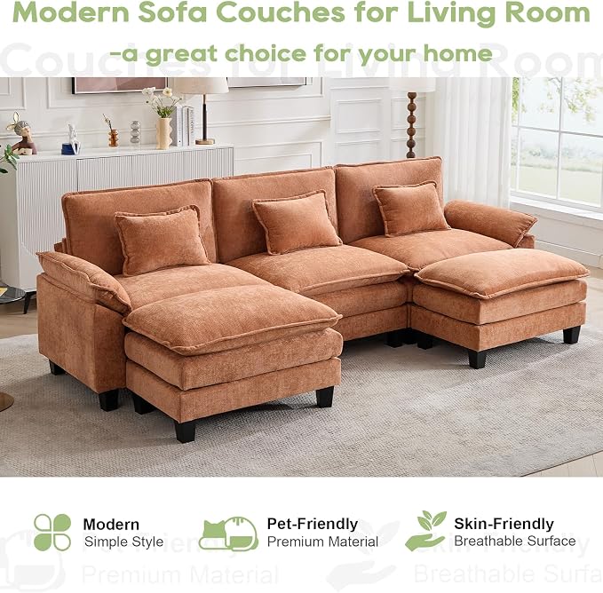 Oprisen 120" Modular Sectional Sofa, Comfy Cloud Couch Sectional Sofa - Image 6