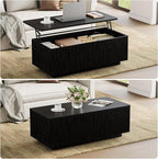 FABATO Mid Century Modern Coffee Table, Wooden Fluted Center Table - Image 4
